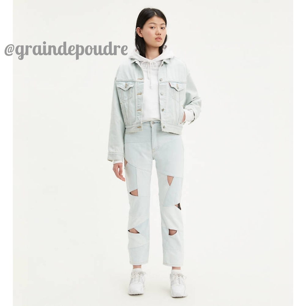 Rare! ♥️HP♥️ Levi's 501 Original Pieced Denim Cutout Cropped Women's Jeans 27x26 - Picture 1 of 4